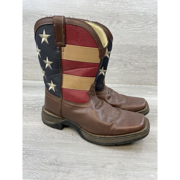 Durango BT245 Kid's Patriotic Western Flag Cowboy Boots Brown 5 USA Flag Pull On - Picture 1 of 13